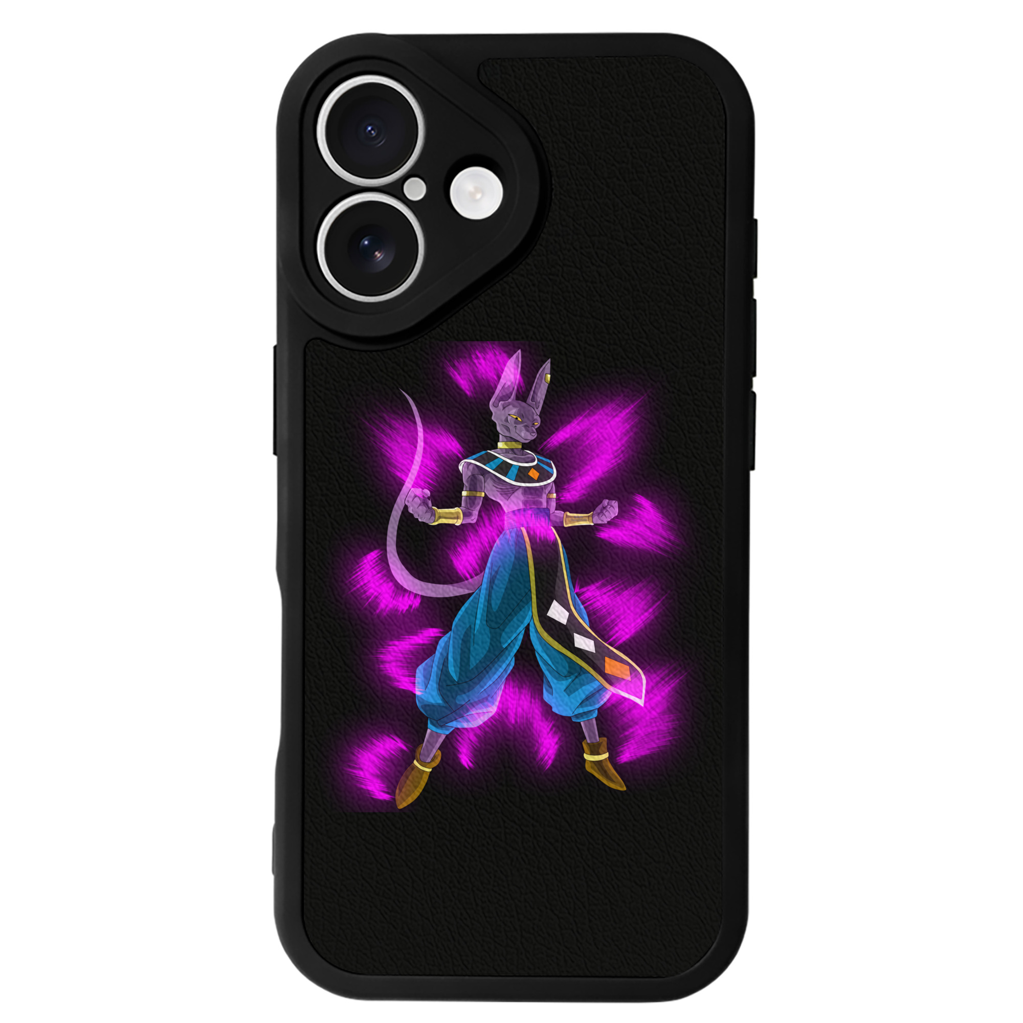 （画像用） ドラゴンボール ビルス 破壊神ビルス DRAGON BALL Beerus Birusu 【iPhone 16シリーズ対応】シリコンスマホケース（レザー調） 材質：シリコン